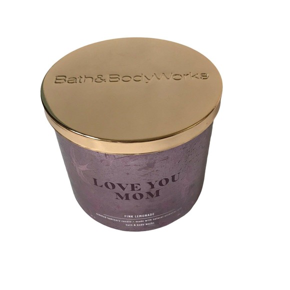 Bath & Body Works Pink Lemonade LOVE YOU MOM 3-Wick Candle LUMINARY NWT - Picture 4 of 7